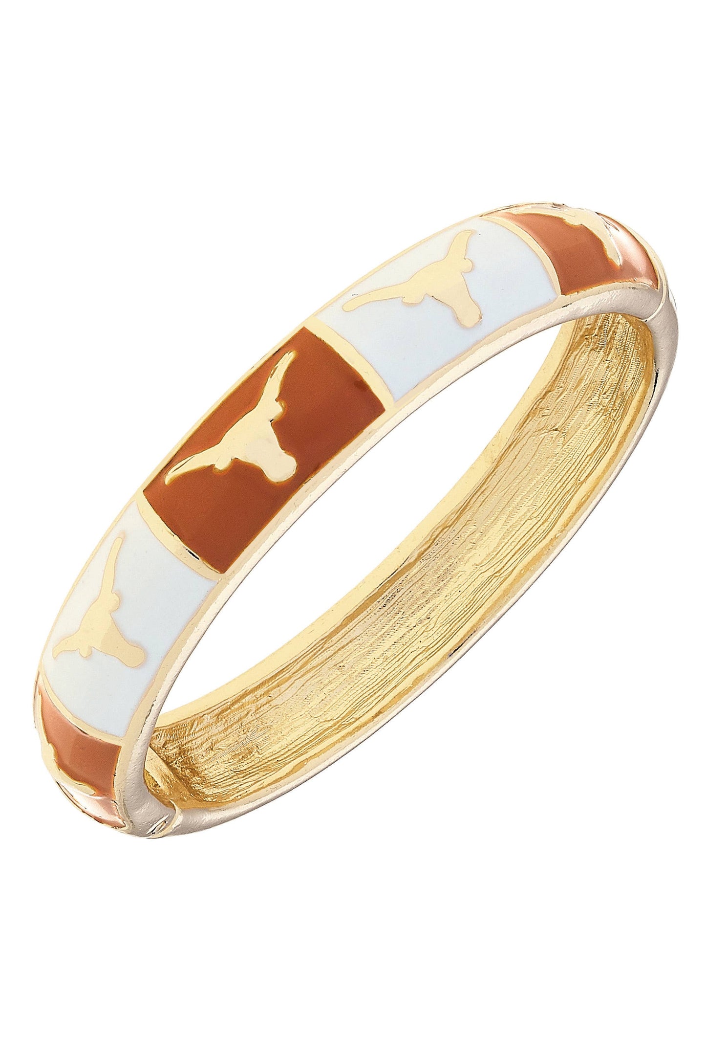Texas Longhorns Sculpted Enamel Checkered Hinge Bangle: Burnt Orange