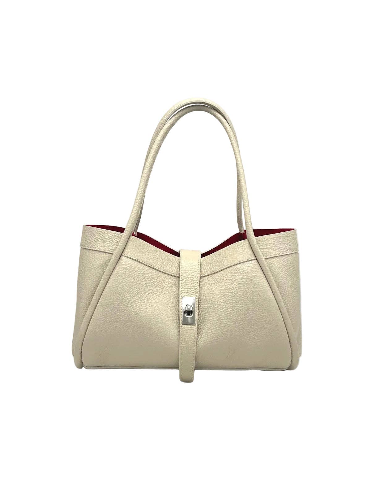 Women's Genuine Leather Handbag with Crossbody Strap, Made in Italy, art. 112724: Dark Blue