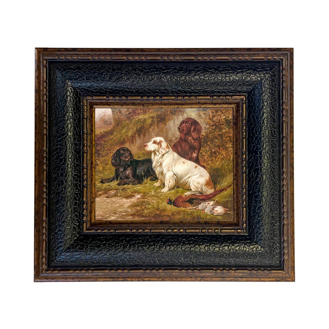 Spaniels at Rest by Colin Graeme Framed Painting Print: Narrow Distressed Black/Copper-Bead / 5" x 6"
