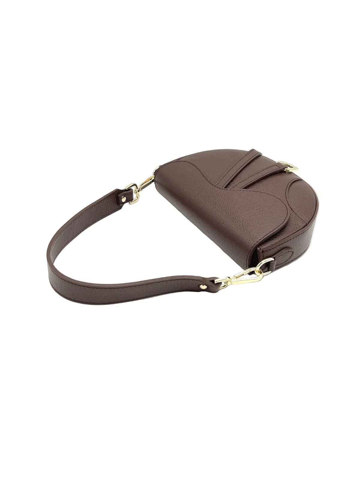 Women's Genuine Leather Shoulder Bag, Made in Italy, art. 112736: Chocolate