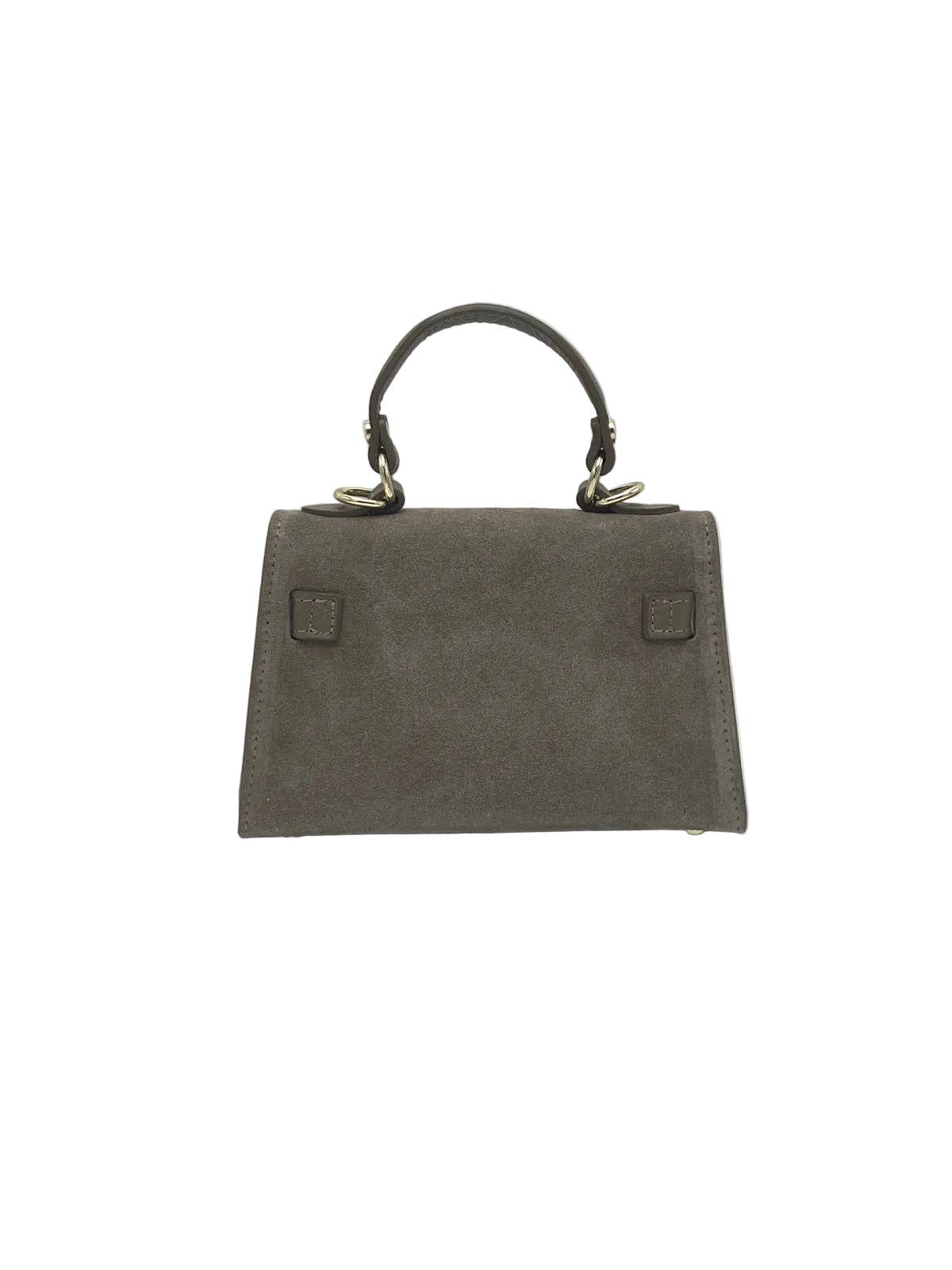 Suede and Genuine Leather Shoulder Bag, Made in Italy, art. 112781: Taupe