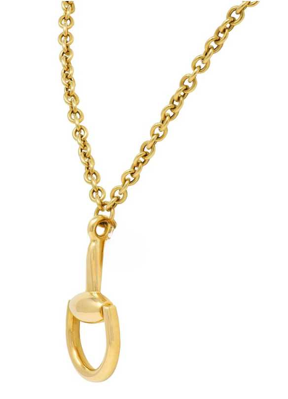 Half Snaffle Equestrian Pendant Necklace 18K Gold
