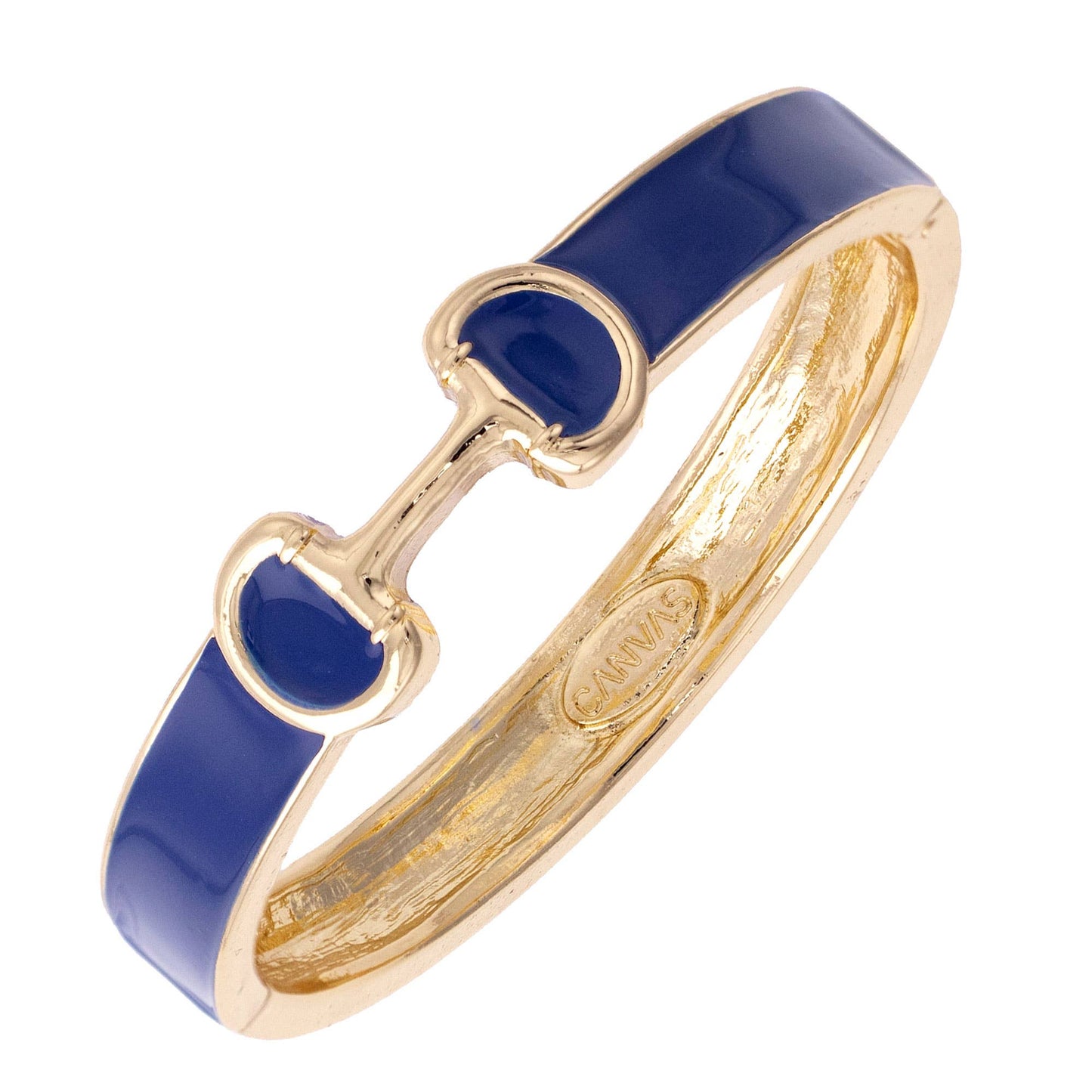 Majesty Horsebit Enamel Hinge Bangle: Light Blue