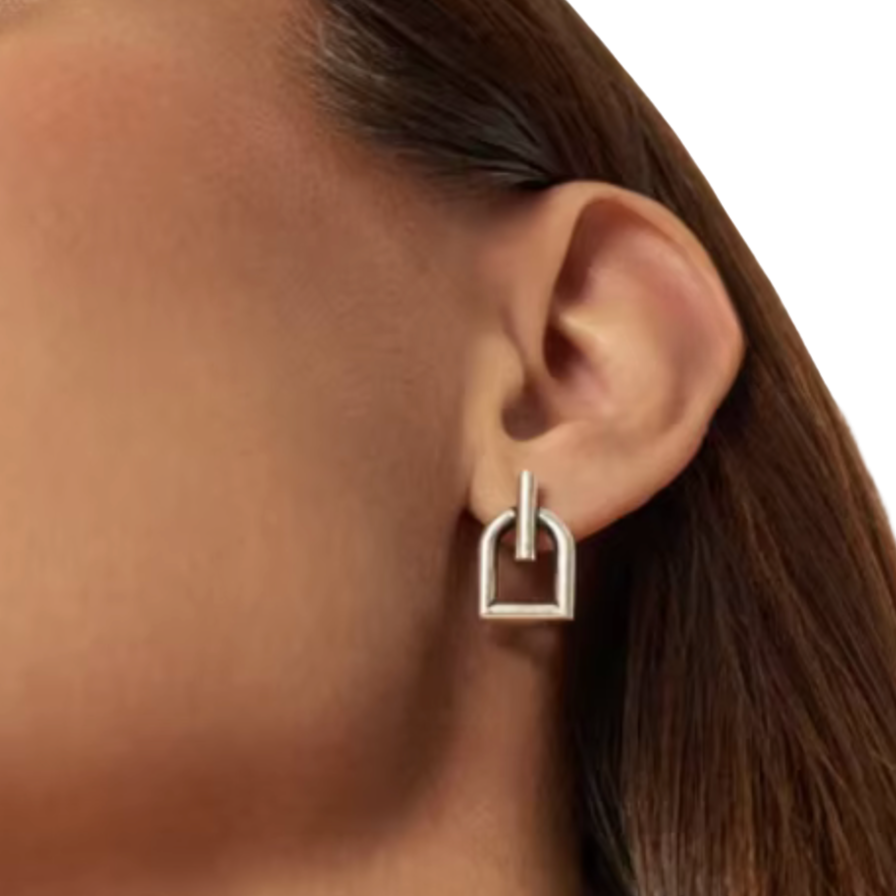 Royal Stirrup Stud Earring- 14K Gold or Silver- Waterproof: Yellow Gold
