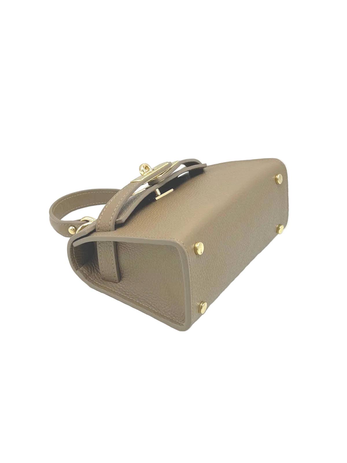 Mini Genuine Leather Shoulder Bag, Made in Italy, art. 609412: Brown