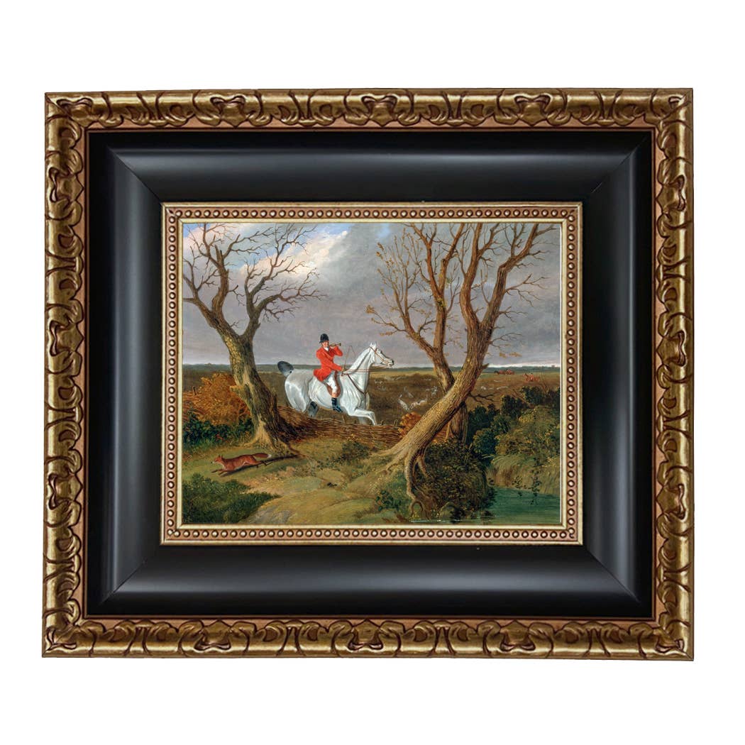 The Suffolk Hunt Vintage Painting Print on Canvas: Antiqued Black/Gold / 8" x 10"