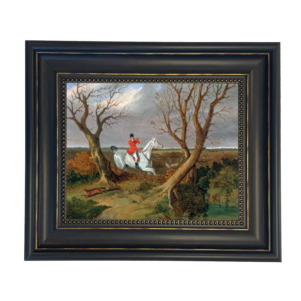 The Suffolk Hunt Vintage Painting Print on Canvas: Antiqued Black/Gold / 8" x 10"