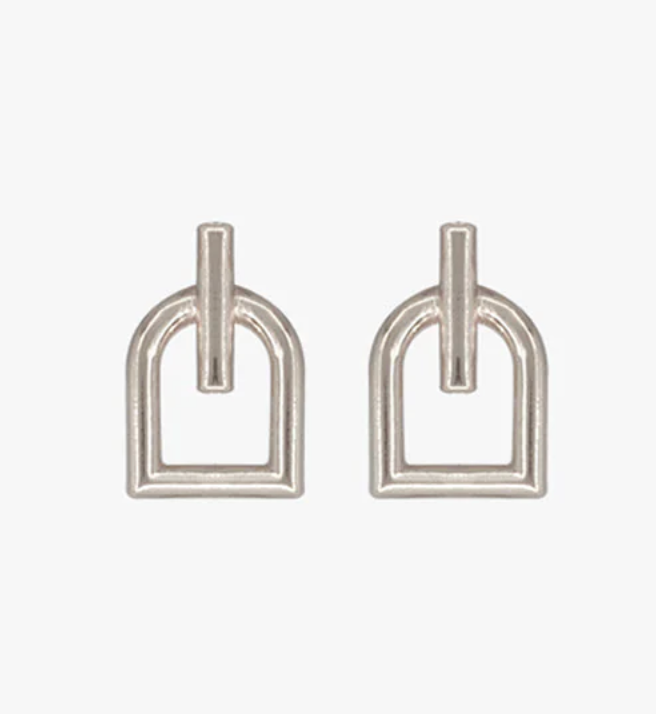 Royal Stirrup Stud Earring- 14K Gold or Silver- Waterproof: Yellow Gold