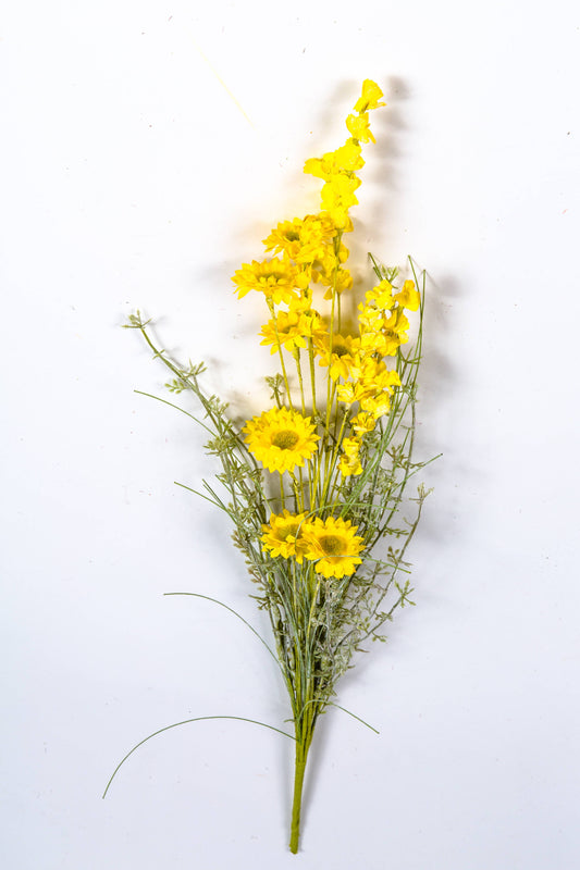 Wild Flower Bouquet With Plastic Greenery, 21in, Hw, Yellow
