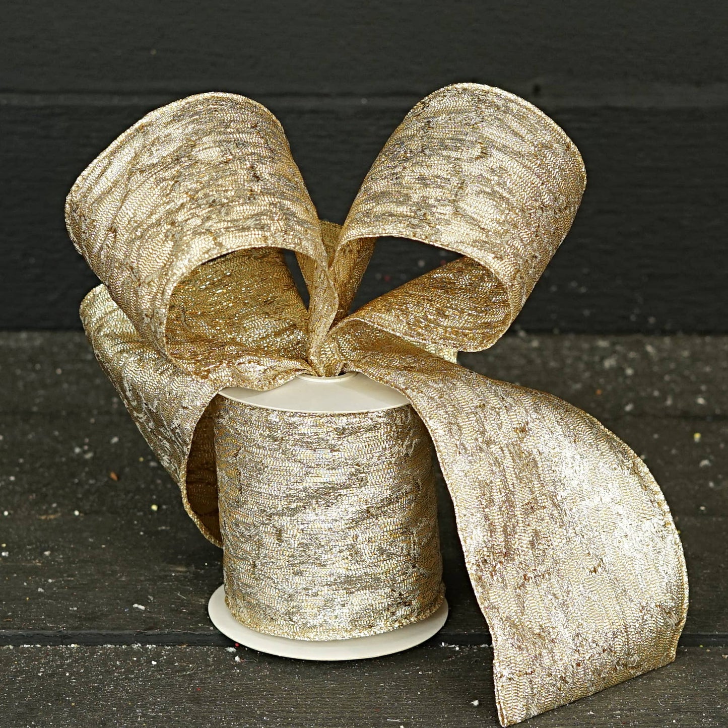 57R0961 - 4inWx10Yard Wired Ribbon-Golden Artisan