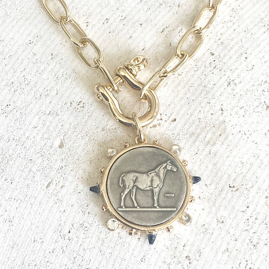 Horse Coin Shackle Necklace ~ Equestrian Derby  Jewelry 