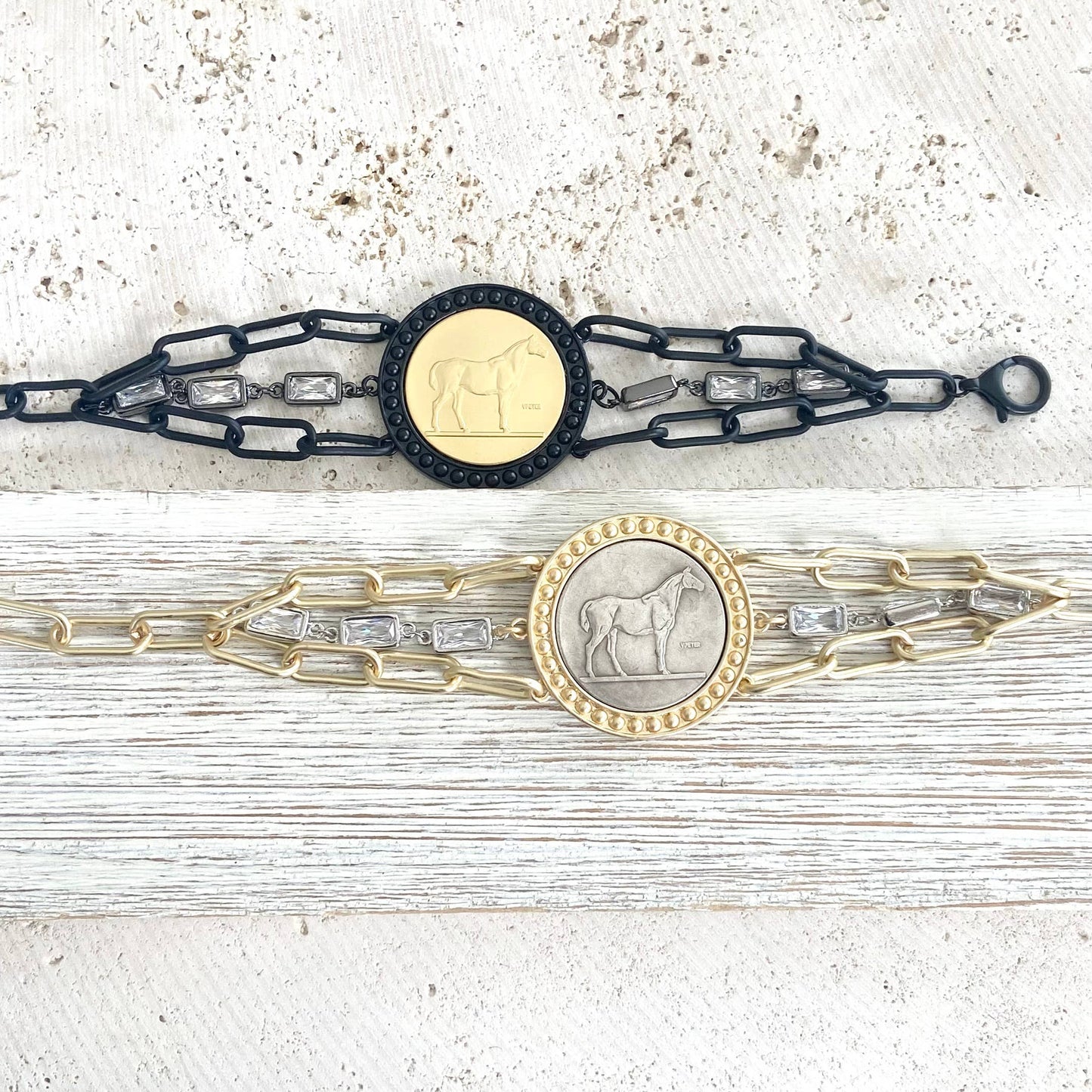 Horse jewelry coin bracelet country western derby equestrian: All gold