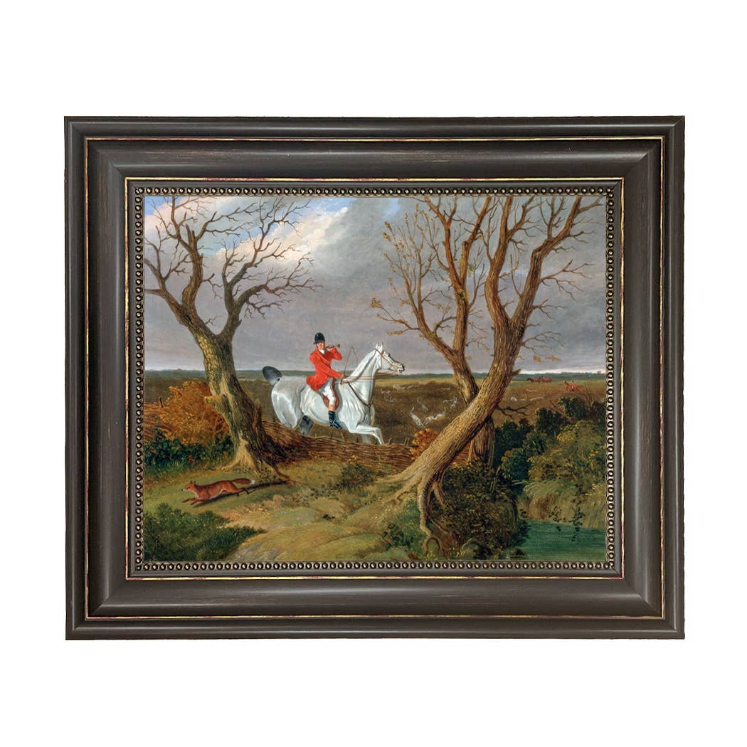 The Suffolk Hunt Vintage Painting Print on Canvas: Antiqued Black/Gold / 8" x 10"