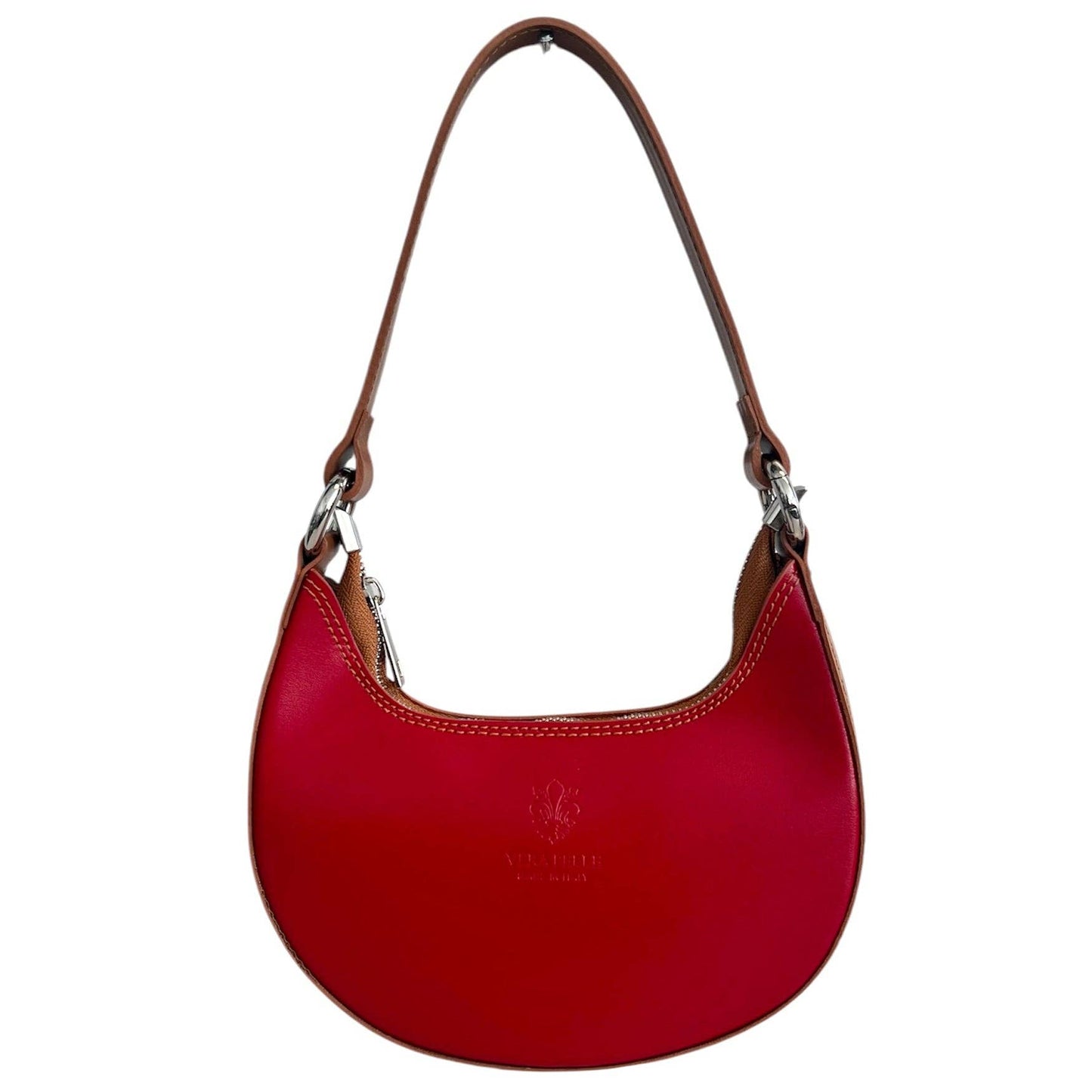 Modarno Women's Handbag with Removable Handle Bicolor in Genuine Cowhide Leather 21x5x12 cm: Sable