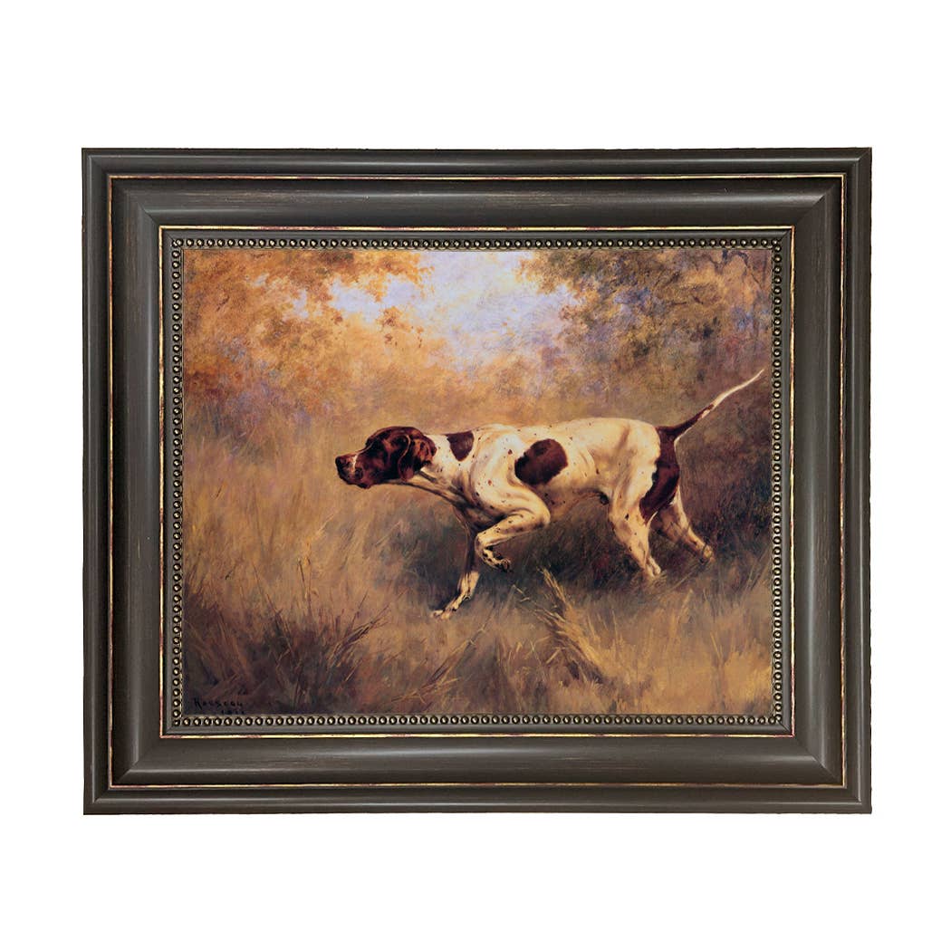 On Point English Pointer Framed Painting Print | Wall Art: Wide Distressed Black/Copper-Bead / 5" x 6"