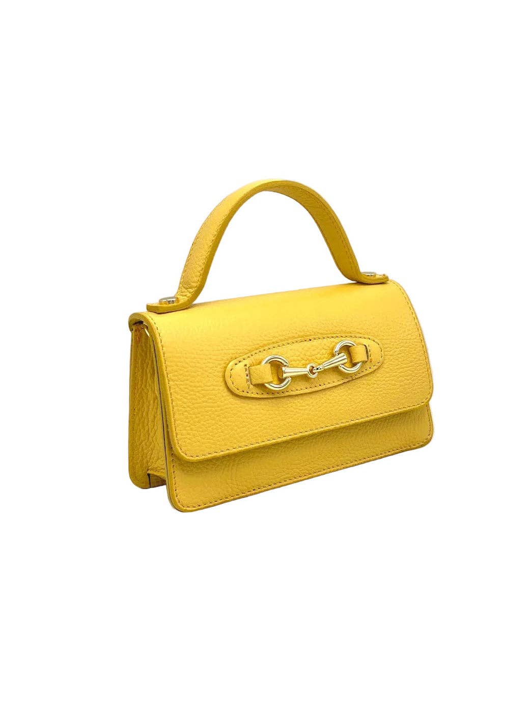 Women's Genuine Leather Handbag with Chain, Made in Italy, art. 112569New: Yellow