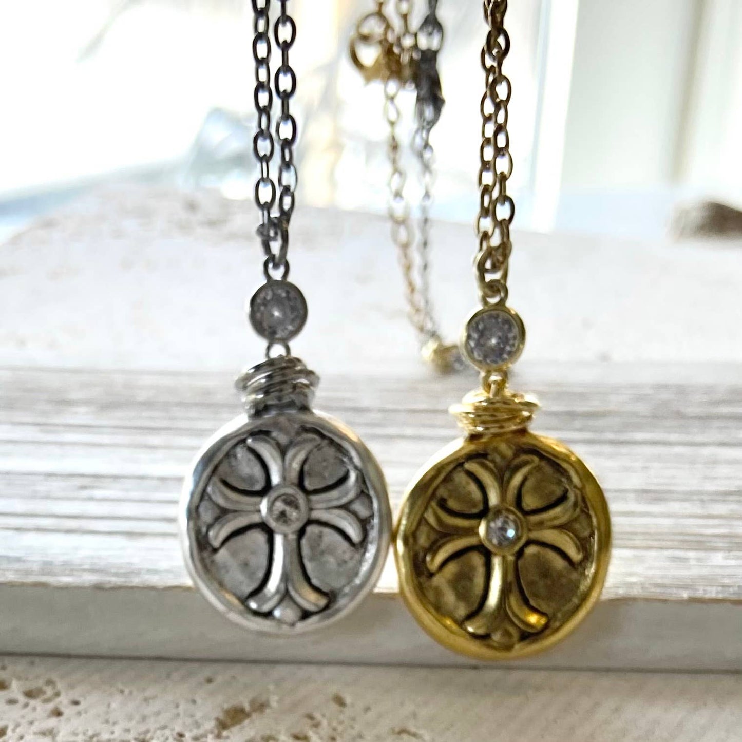 Cross religious jewelry bible lord pray holy God necklace: Gold