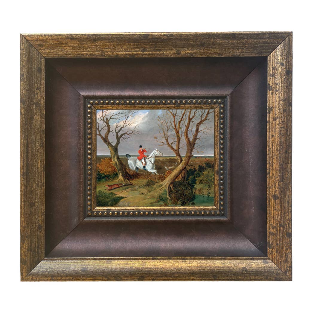 The Suffolk Hunt Vintage Painting Print on Canvas: Antiqued Black/Gold / 8" x 10"