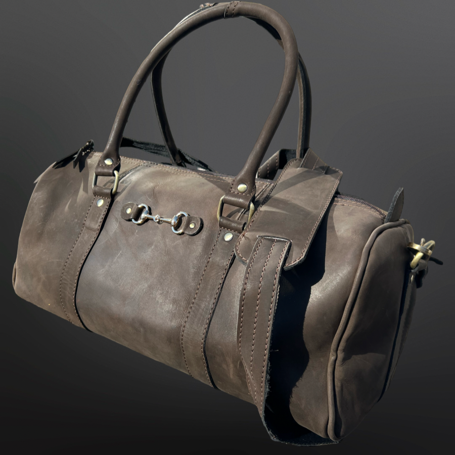 Equestrian Leather Duffle Bag Style Handbag Snaffle Bit : Black