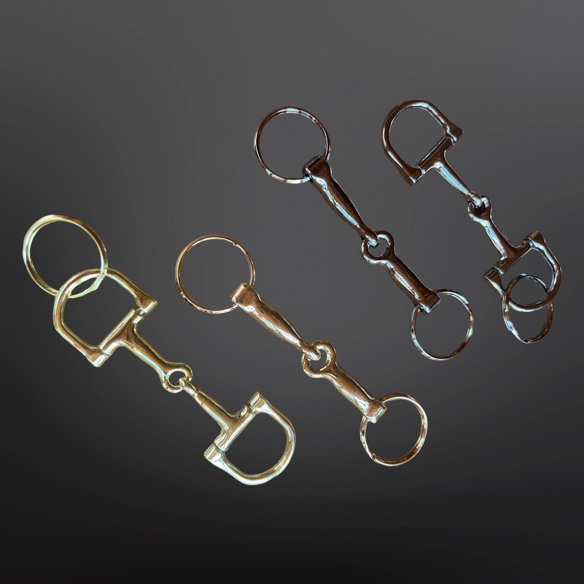 Western Equestrian Dee Ring Snaffle Bit Keychain: D-Ring - Silver