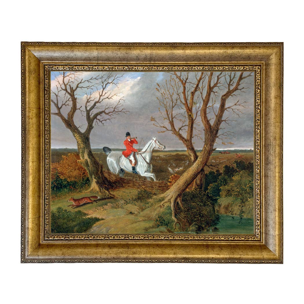 The Suffolk Hunt Vintage Painting Print on Canvas: Antiqued Black/Gold / 8" x 10"
