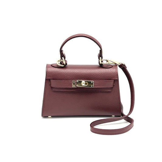 Genuine leather shoulder bag, Made in Italy, art. 112609: Bordeaux