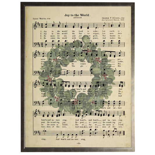 Joy to the World Hymn in a pewter frame: 8" X 10"