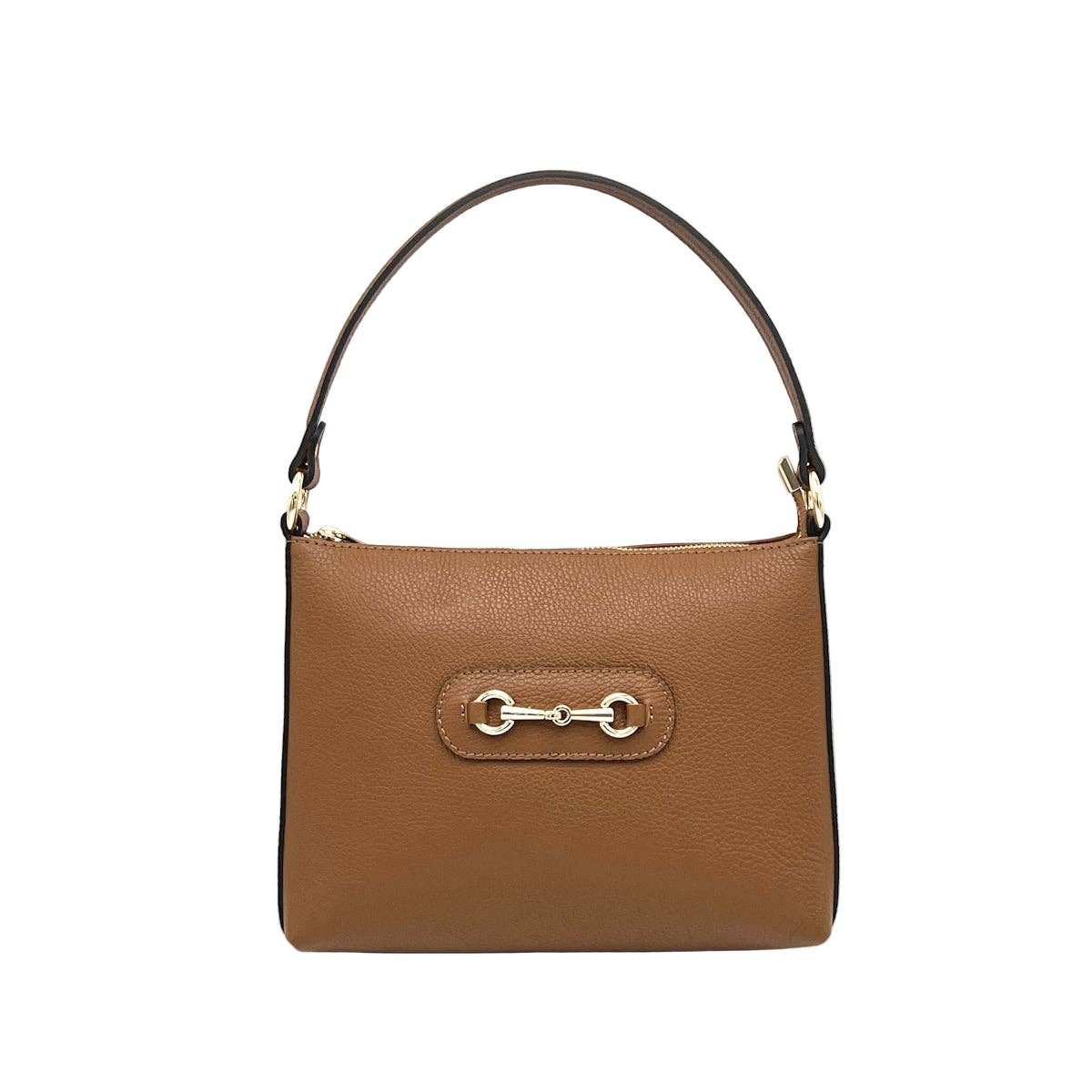Genuine leather shoulder bag with crossbody strap, Made in Italy, art. 112660: Black