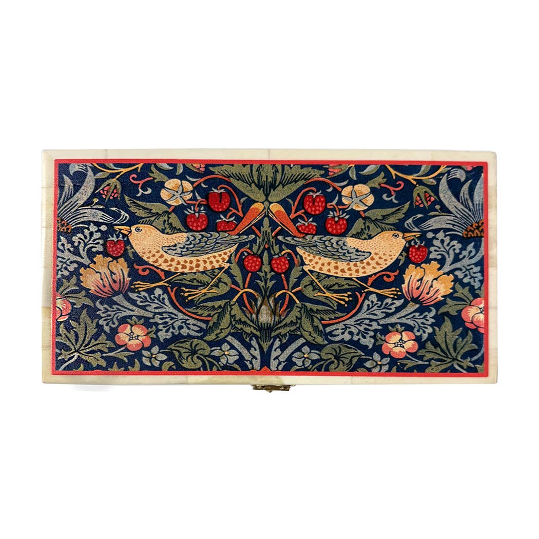 Strawberry Thief Printed Genuine Bone Jewelry Storage Box