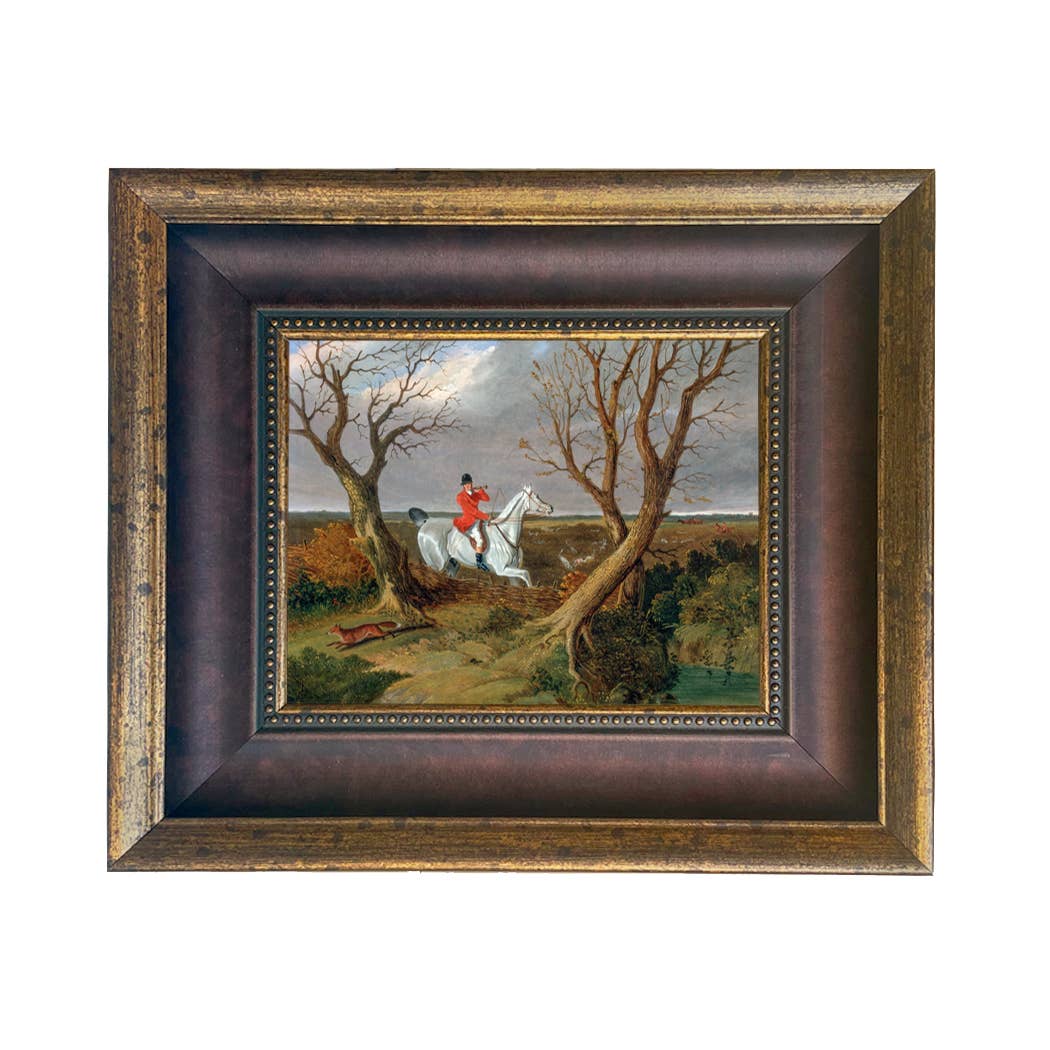 The Suffolk Hunt Vintage Painting Print on Canvas: Antiqued Black/Gold / 8" x 10"