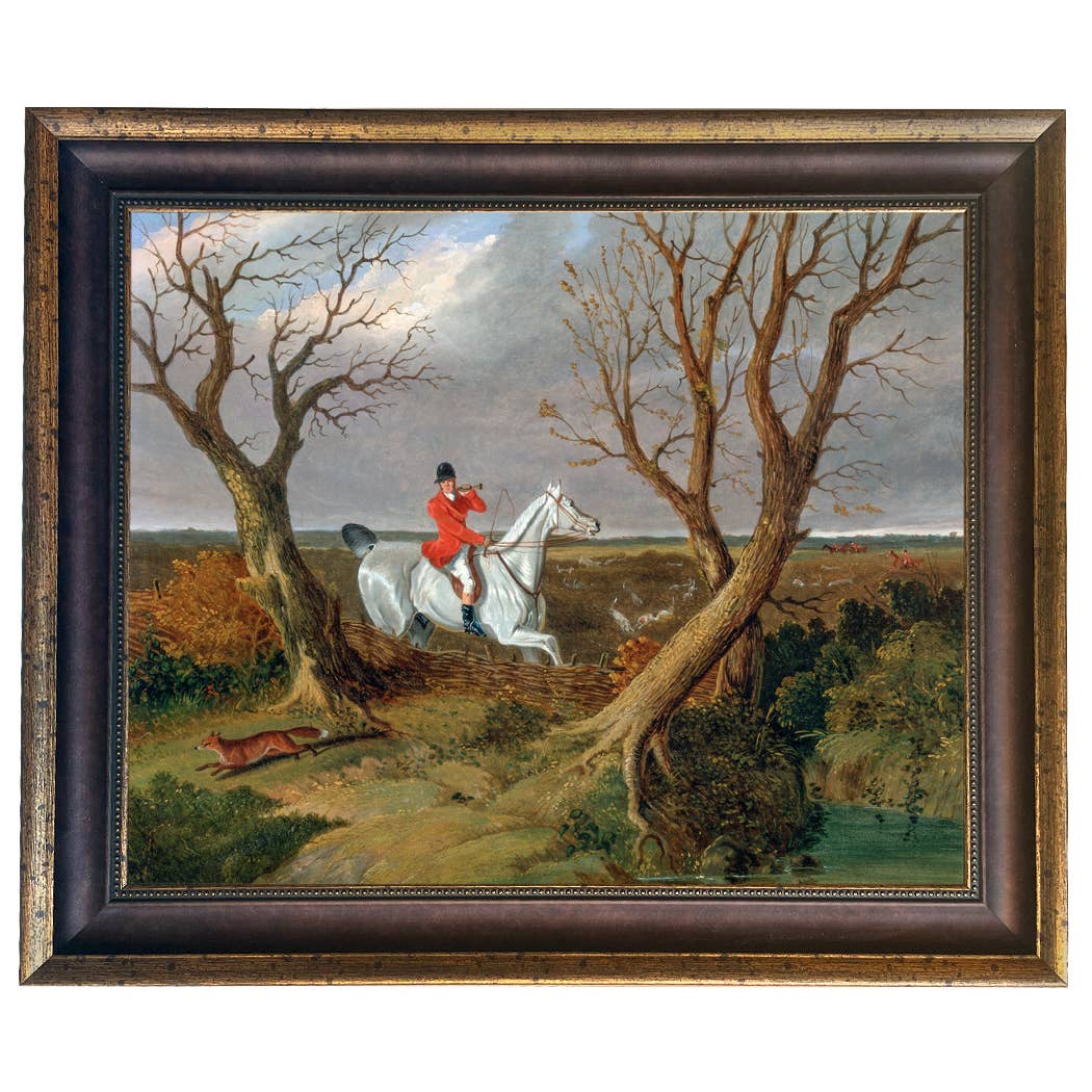 The Suffolk Hunt Vintage Painting Print on Canvas: Antiqued Black/Gold / 8" x 10"