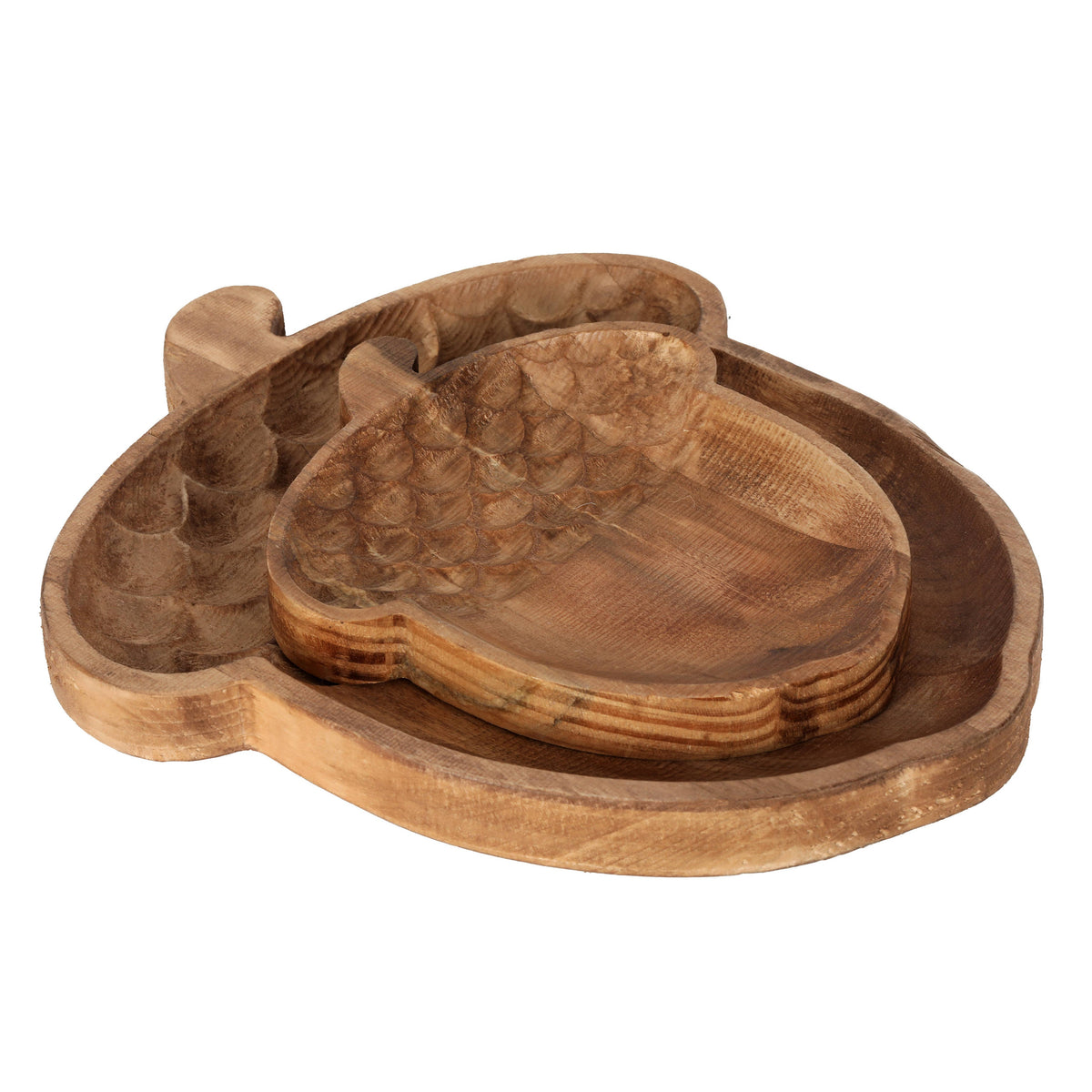 Set of 2 Recycle Wooden Acorn Bowls