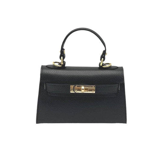 Genuine leather shoulder bag, Made in Italy, art. 112609: Black