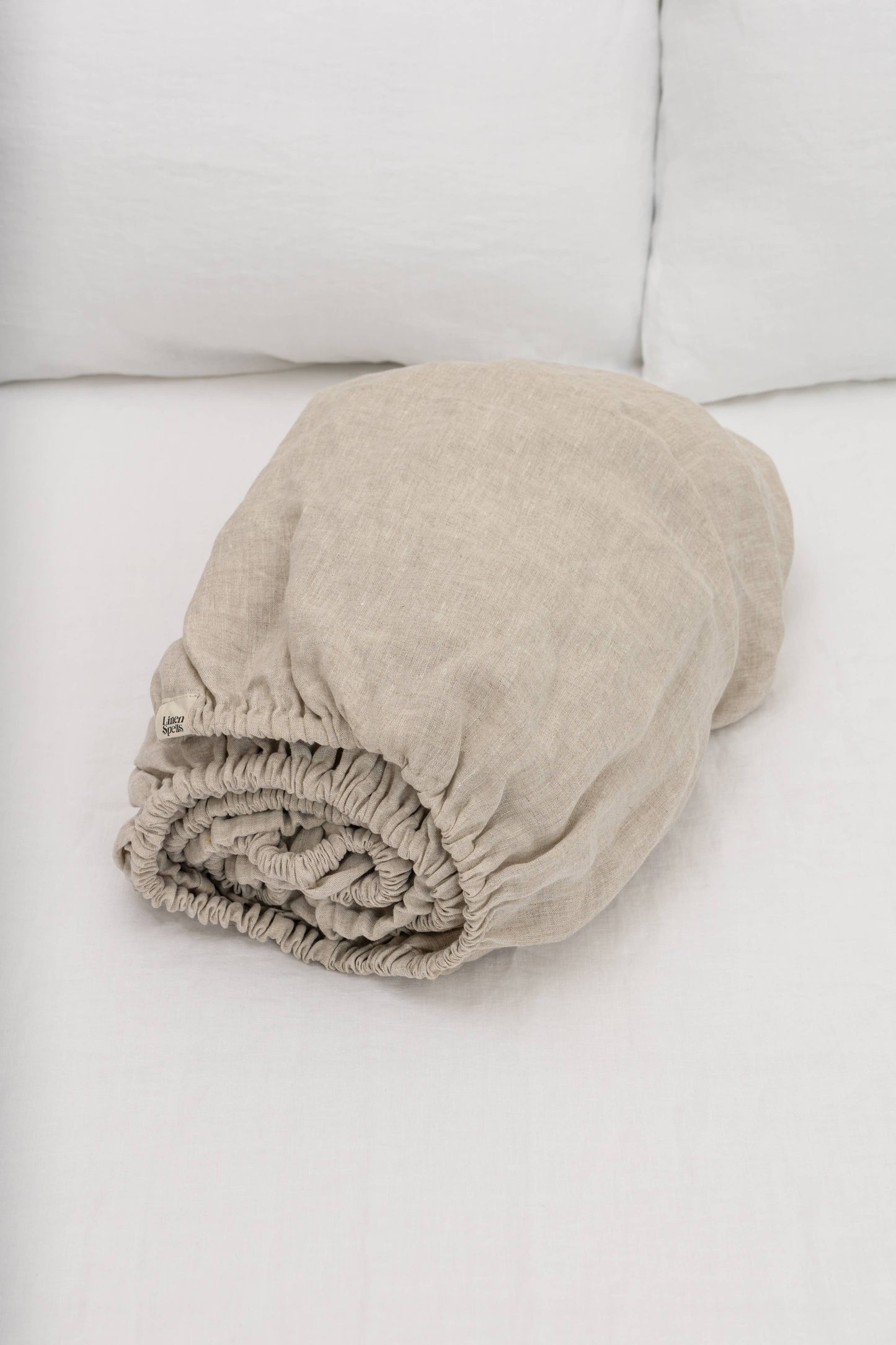Natural Melange Linen Fitted Sheet: US King fitted | 193x203x25 cm