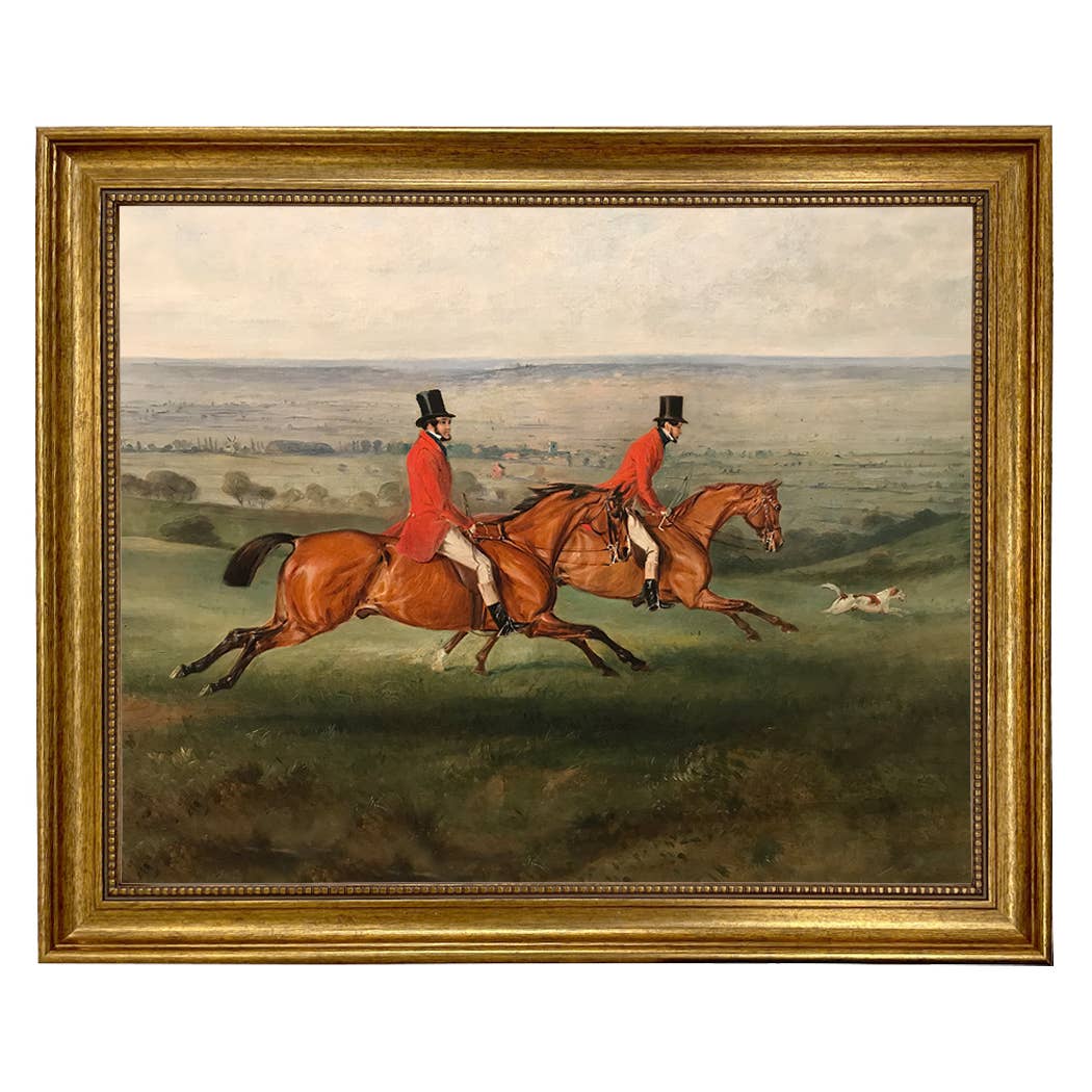 Across the Meadow Vintage Painting Print on Canvas: Antiqued Gold / 5" x 6"