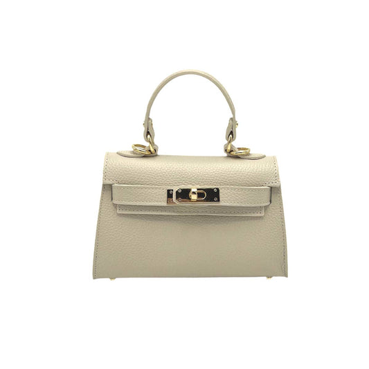 Genuine leather shoulder bag, Made in Italy, art. 112609: Beige