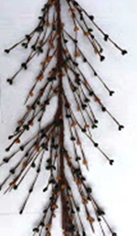 Rice Berry Garland, 55In, Hw, Black/Tan/Hunter Green