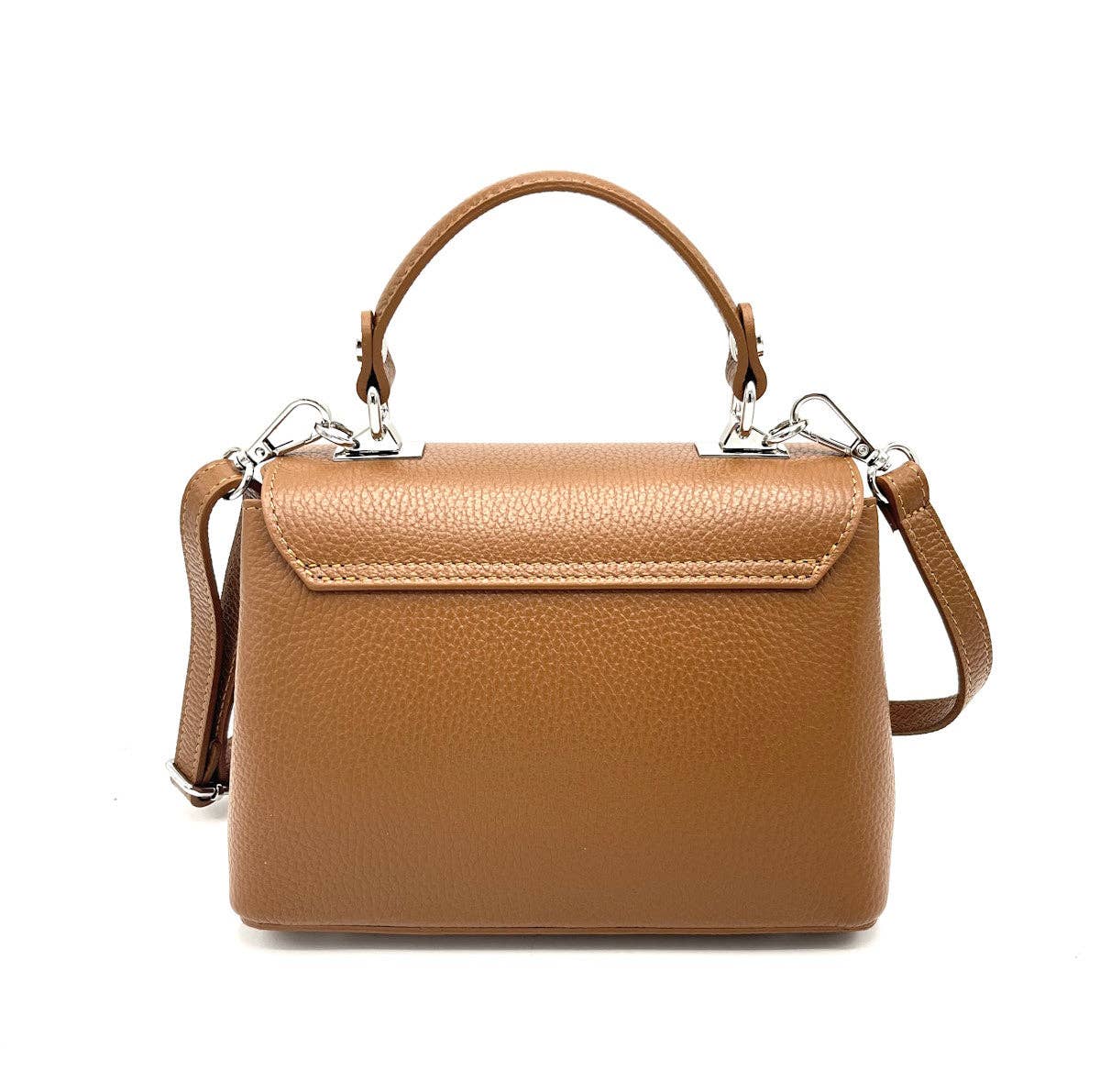 Genuine leather shoulder bag, for women, made in Italy ~ Camel