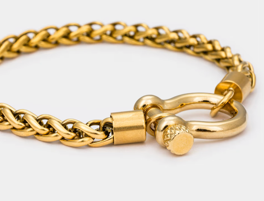 Horse Bit Carabiner Bracelet- Steel - Charm Bracelet 14K PVD: Silver