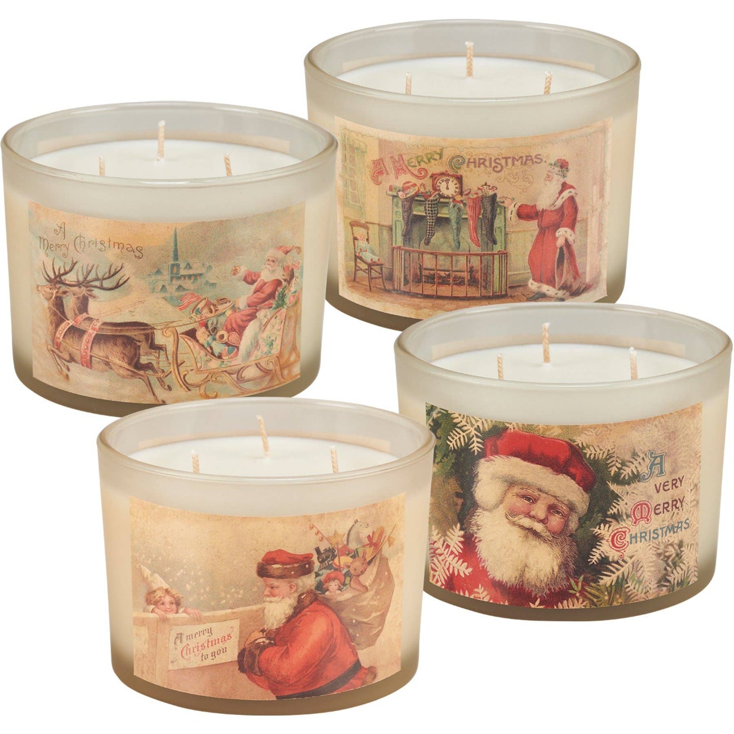 Vintage Santas Candle Set