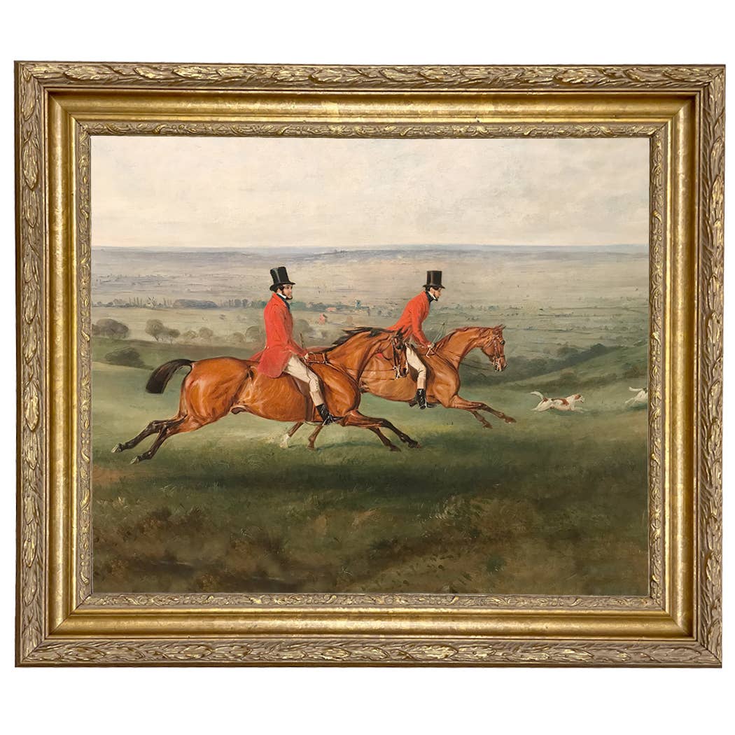 Across the Meadow Vintage Painting Print on Canvas: Antiqued Gold / 5" x 6"