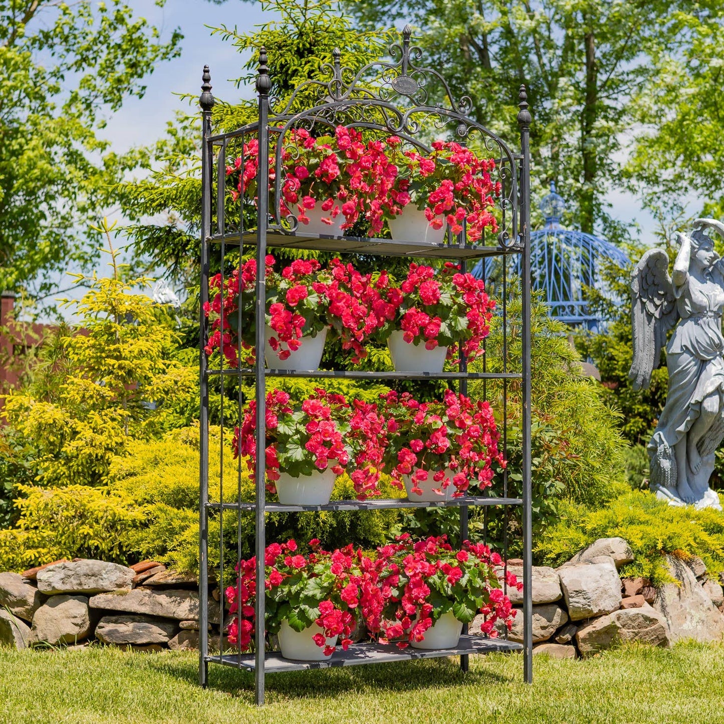 7.5ft. Tall Four Tier Standing Shelf "Stephania" : White