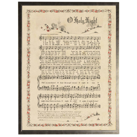 O Holy Night with border Hymn in a pewter frame: 8" X 10"