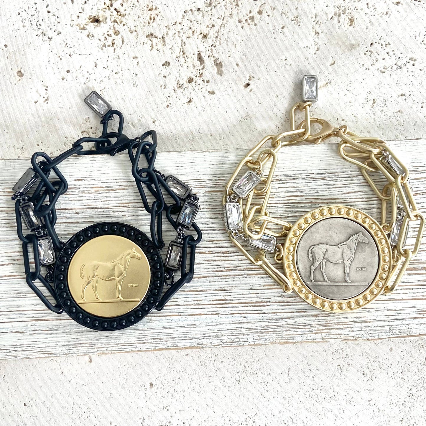 Horse jewelry coin bracelet country western derby equestrian: All gold
