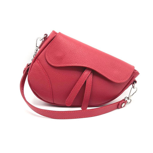 Genuine leather shoulder bag, Made in Italy, art. 112436: Red
