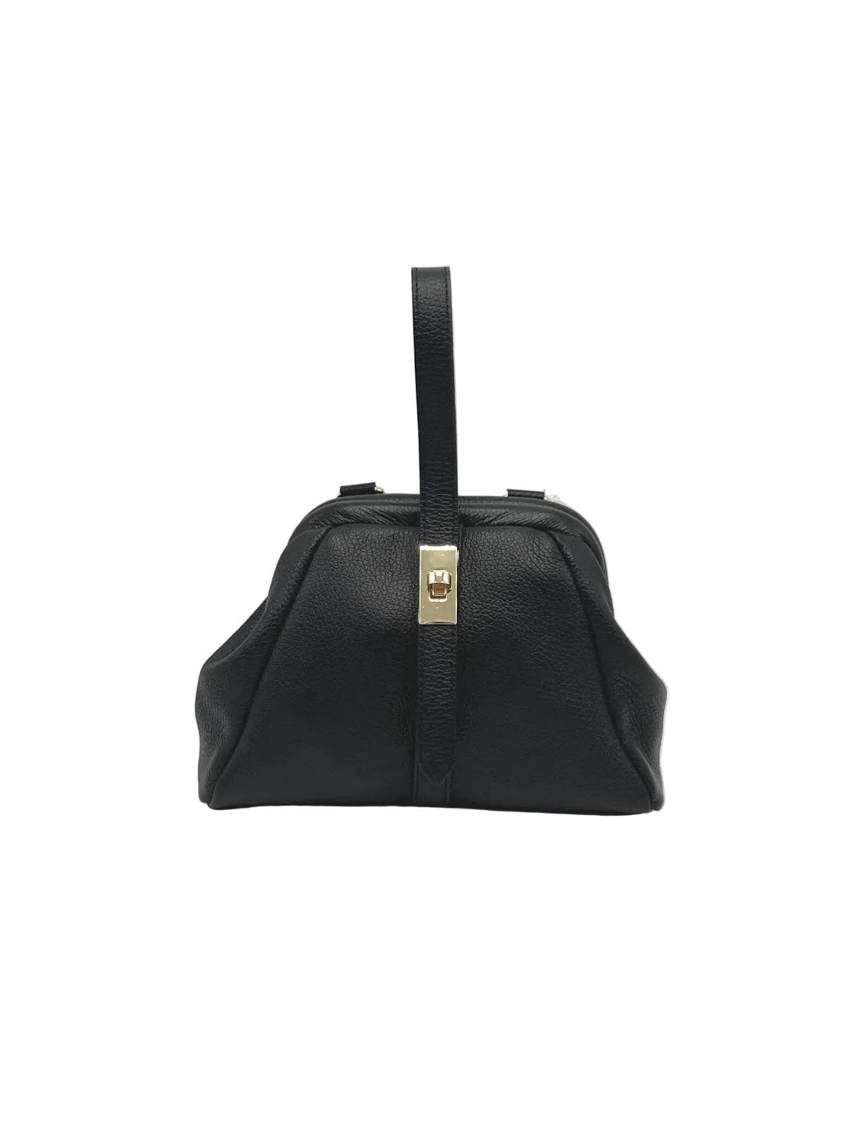 Mini Leather Top-Handle Bag with Detachable Strap, Made in Italy, art. 112746: Beige1