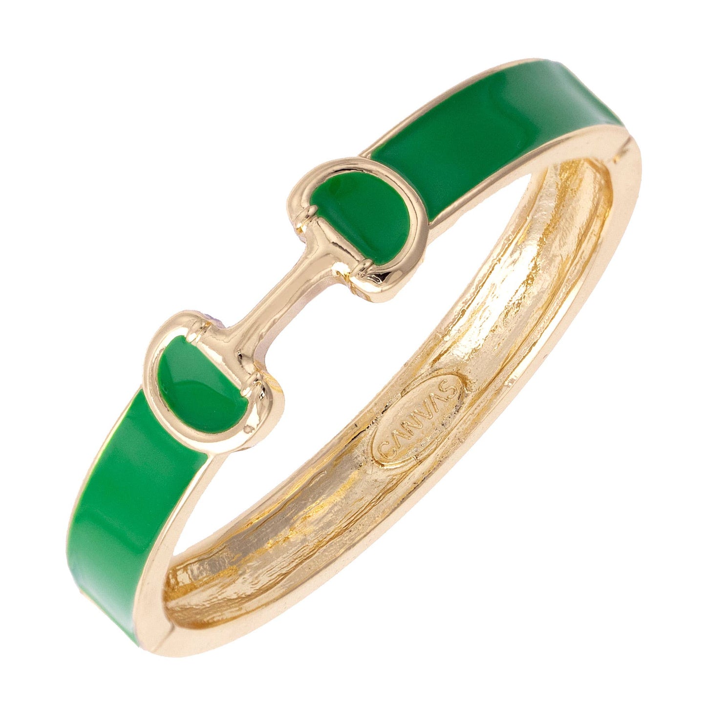 Majesty Horsebit Enamel Hinge Bangle: Light Blue