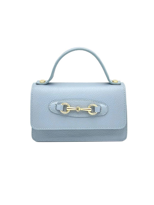 Women's Genuine Leather Handbag with Chain, Made in Italy, art. 112569New: Light Blue