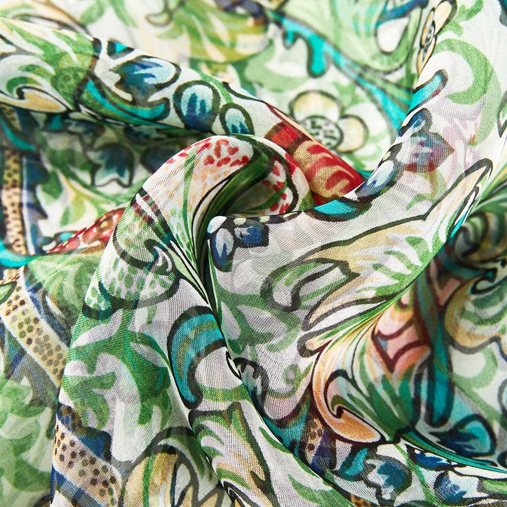 100% PURE SILK SCARF WILLIAM MORRIS GOLDEN LILY