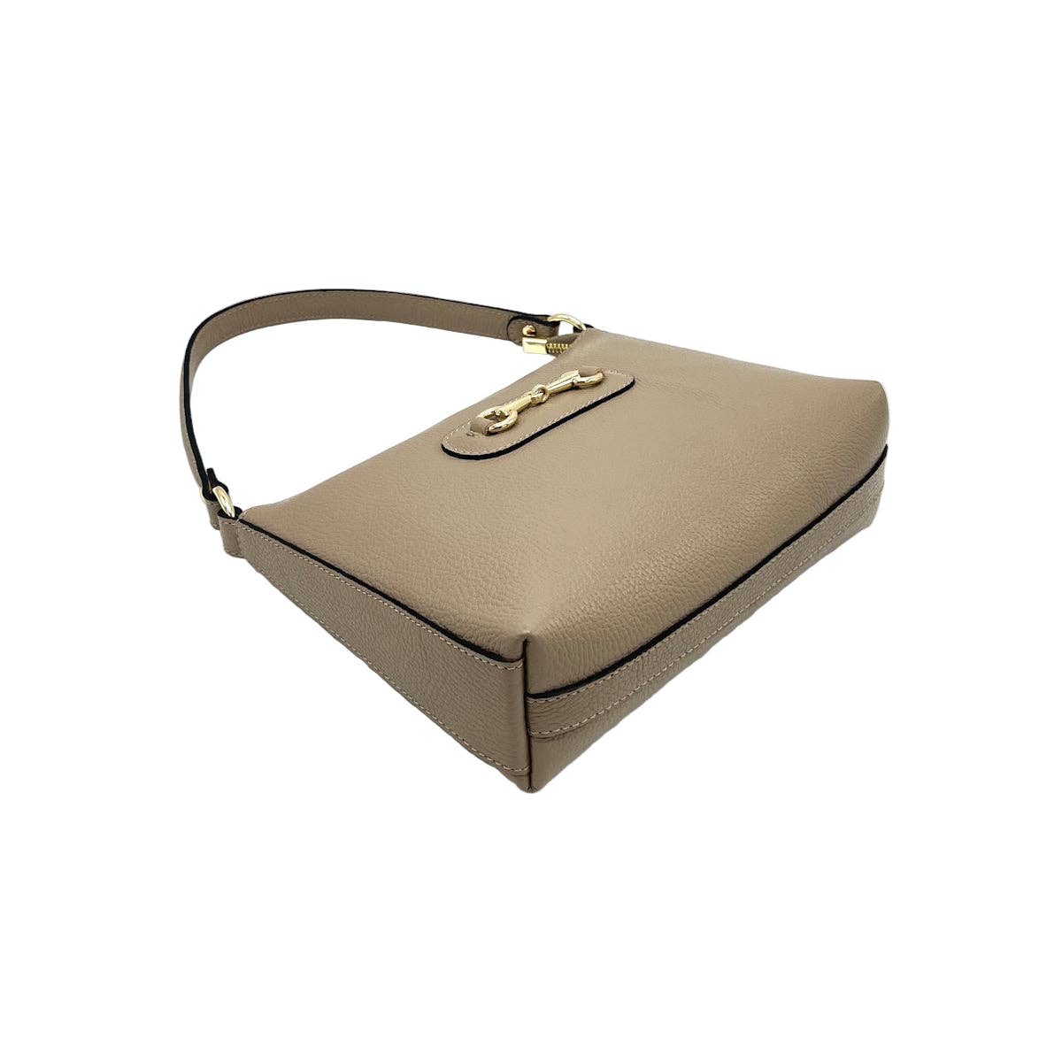 Genuine leather shoulder bag with crossbody strap, Made in Italy, art. 112660: Black